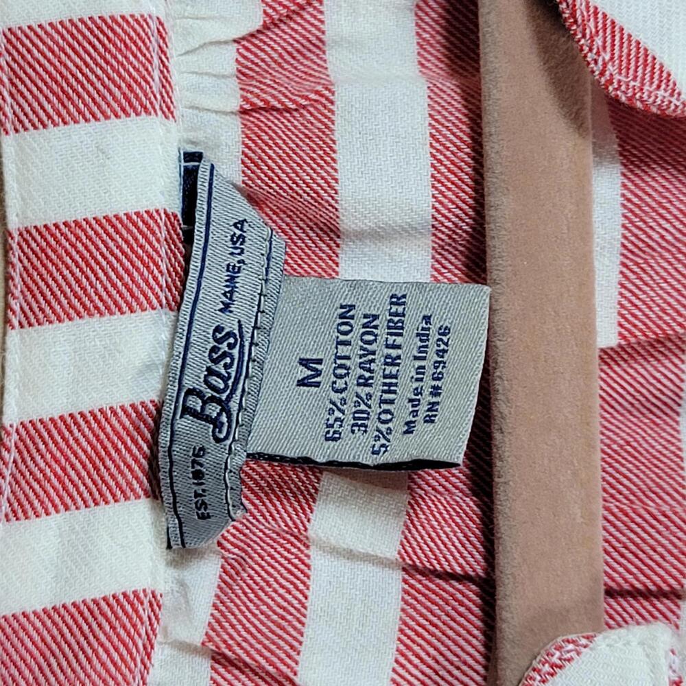 Bass 2 Pack Red Blue Plaid and Stripes Peasant Tops Women Size M - Picture 4 of 8